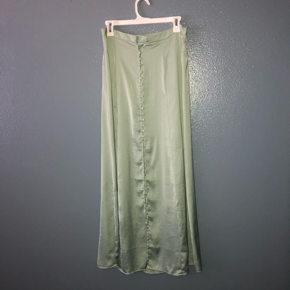 Light green button down maxi skirt